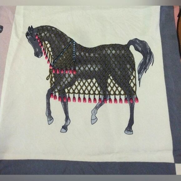 Vintage Silk Scarf Rolled Hem Equestrian Horse Bridle Foulard - Picture 10 of 16